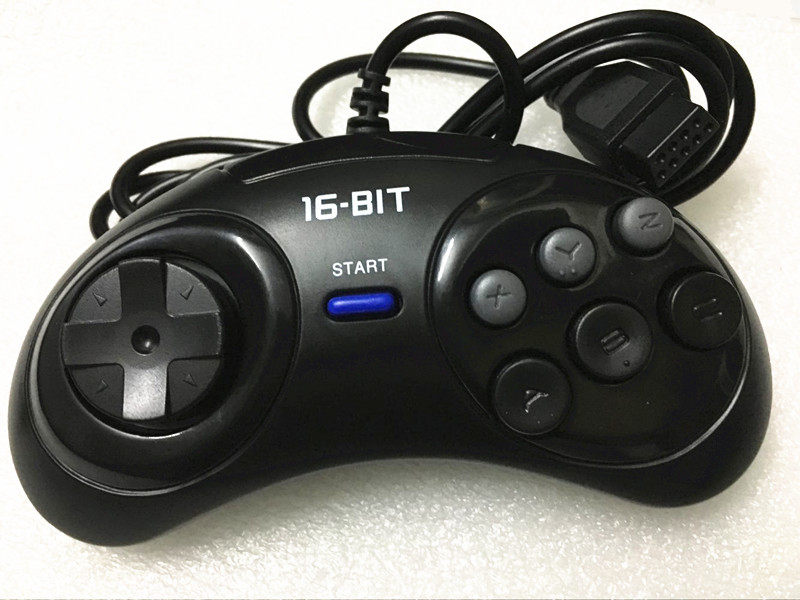 新款原装品质黑色md sega世嘉genesis 6按键手柄出口美国—世嘉手柄