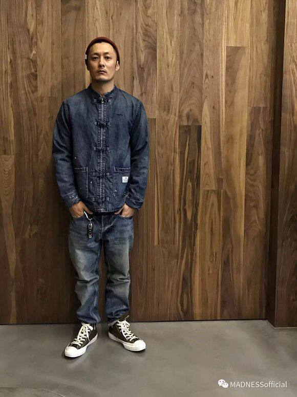 madnessneighborhoodjacket日产泼墨水洗唐装牛仔夹克余文乐夹克