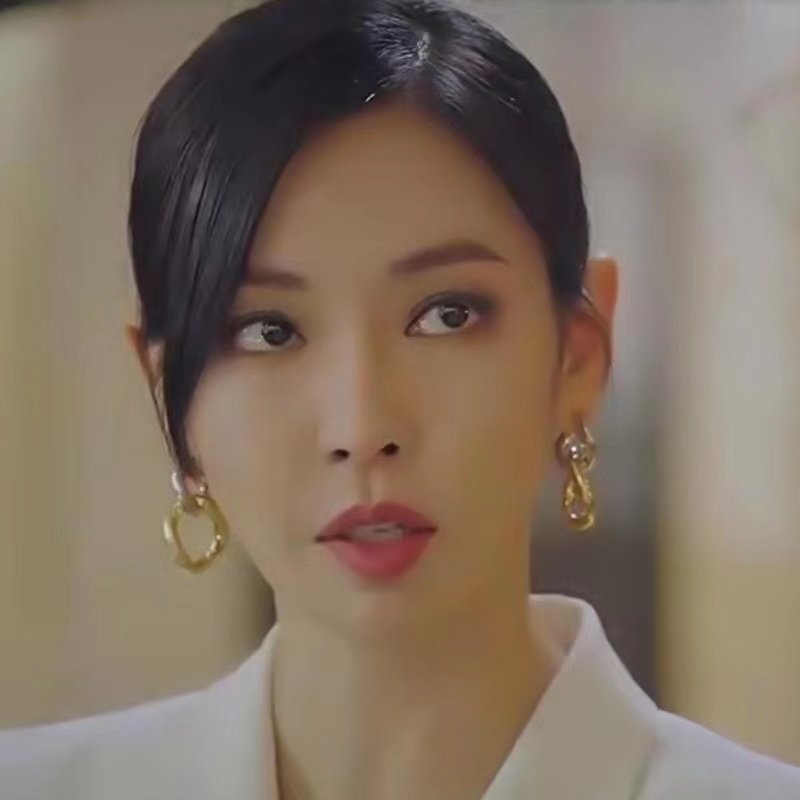 韩剧顶楼金素妍千瑞珍同款耳环韩国高级大气金属耳环