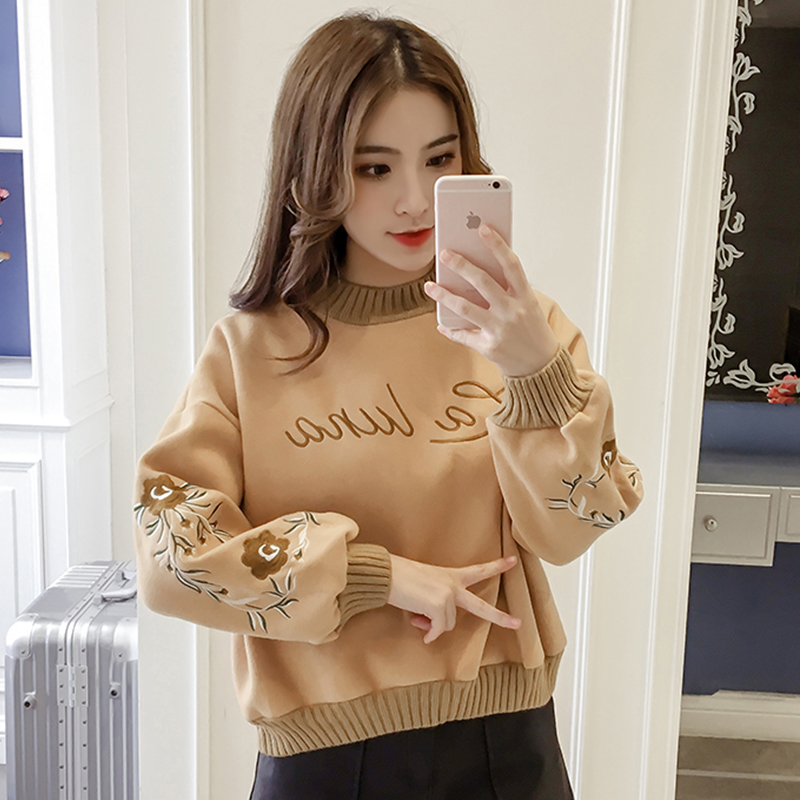 2022年新款小个子短款金丝绒卫衣女秋冬加绒加厚套头上衣服ins潮