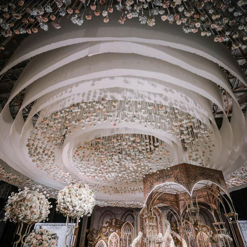 吊顶婚庆布平面布婚平面加厚弹力牛奶云顶纱顶节庆布艺用品