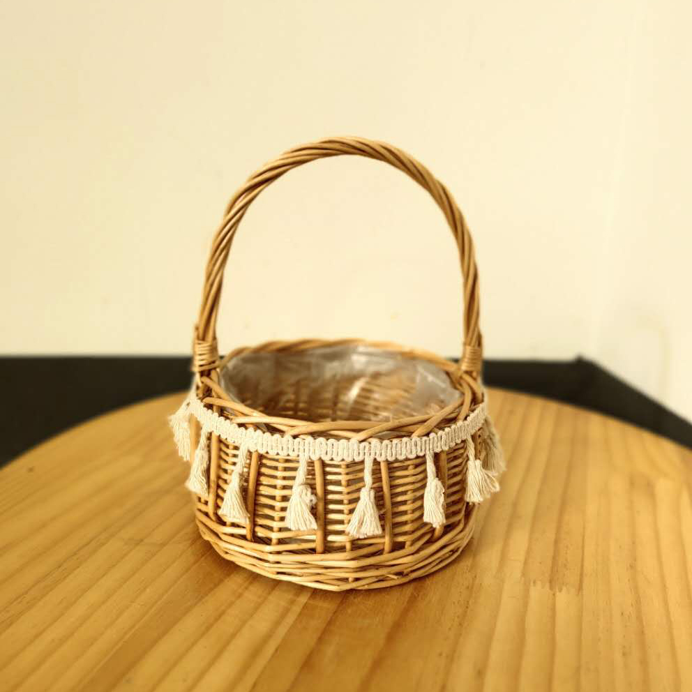 蕾丝迷你篮子编织藤编花边公主花童花篮