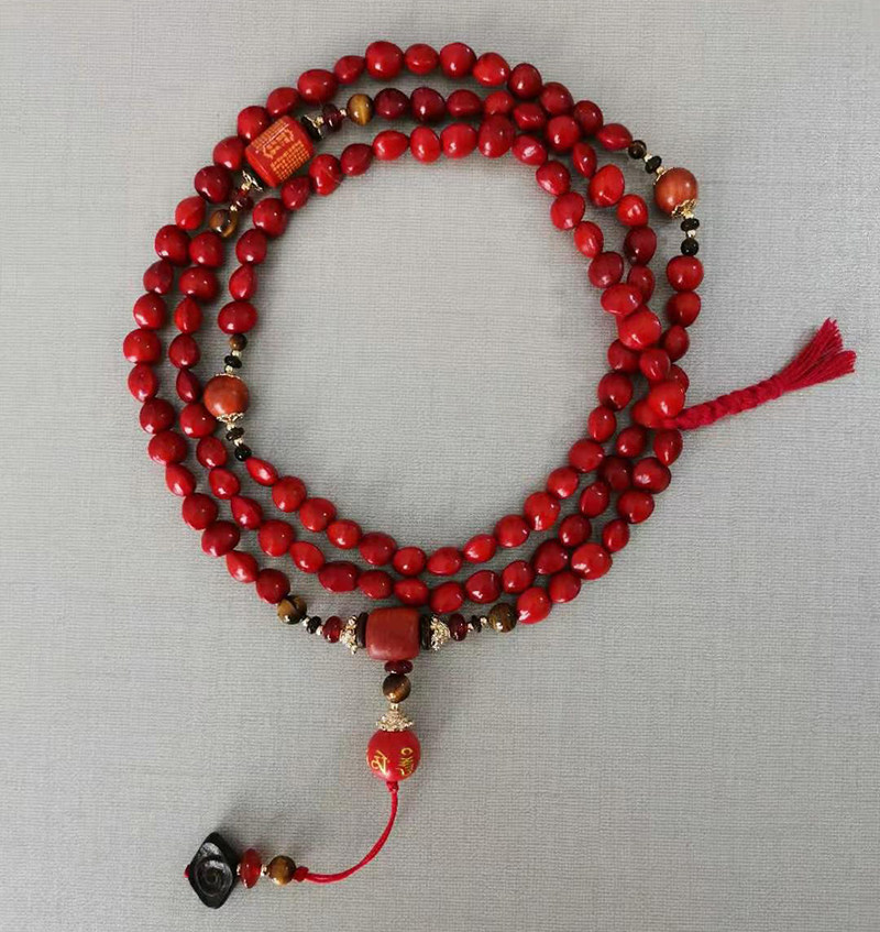 相思豆红豆血菩提子108颗佛珠手串项链男女本命年手链