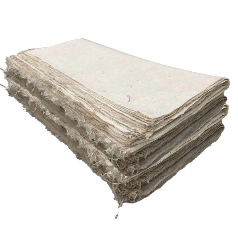 西和麻纸手工半生毛边天然构树皮纸作品参展宣纸