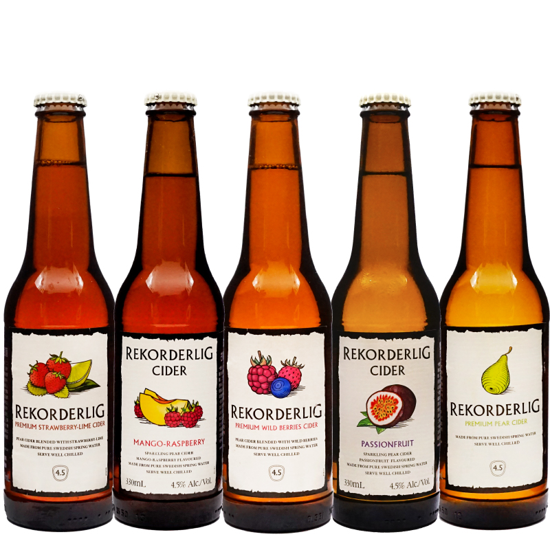 【买5赠1听】瑞典进口瑞可德林西打酒cider水果味啤酒 330ml*5瓶