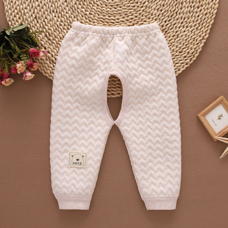 婴儿保暖裤开裆裤男女童宝宝开档秋裤初生新生儿夹棉裤子春秋加厚