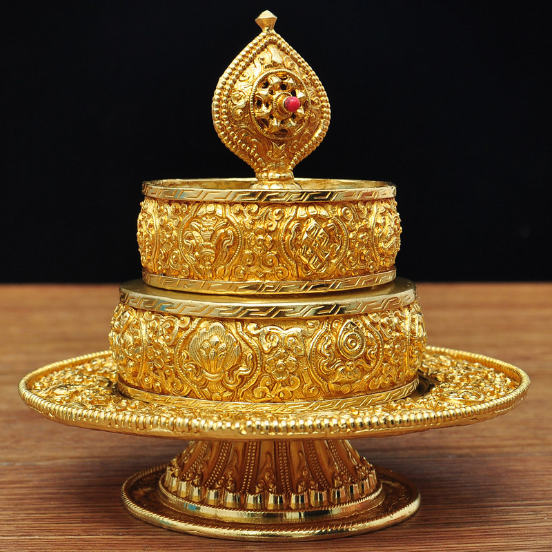 曼扎全铜供盘托盘摆件尼泊尔藏传密宗修盘曼达摆件