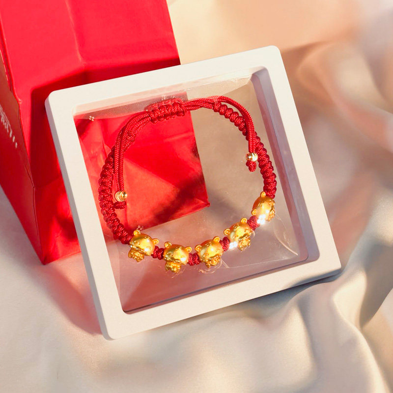 手绳红色虎抽拉手链本命年礼物属虎生肖饰品过年手链