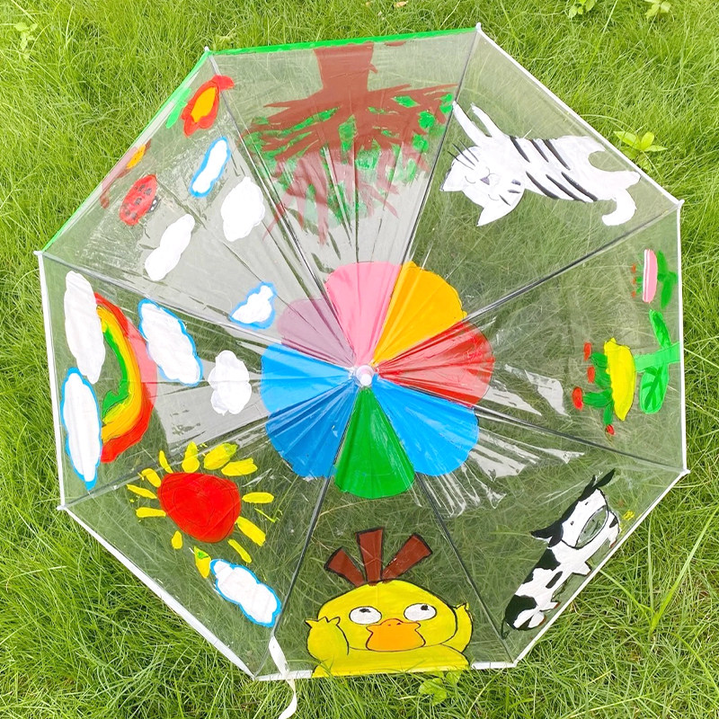 儿童绘画雨伞diy手工手工制制作涂鸦画画幼儿园伞