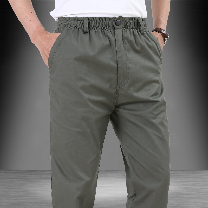 男士纯棉休闲裤春秋薄款户外工装多口袋男宽松大码直筒运动长裤子