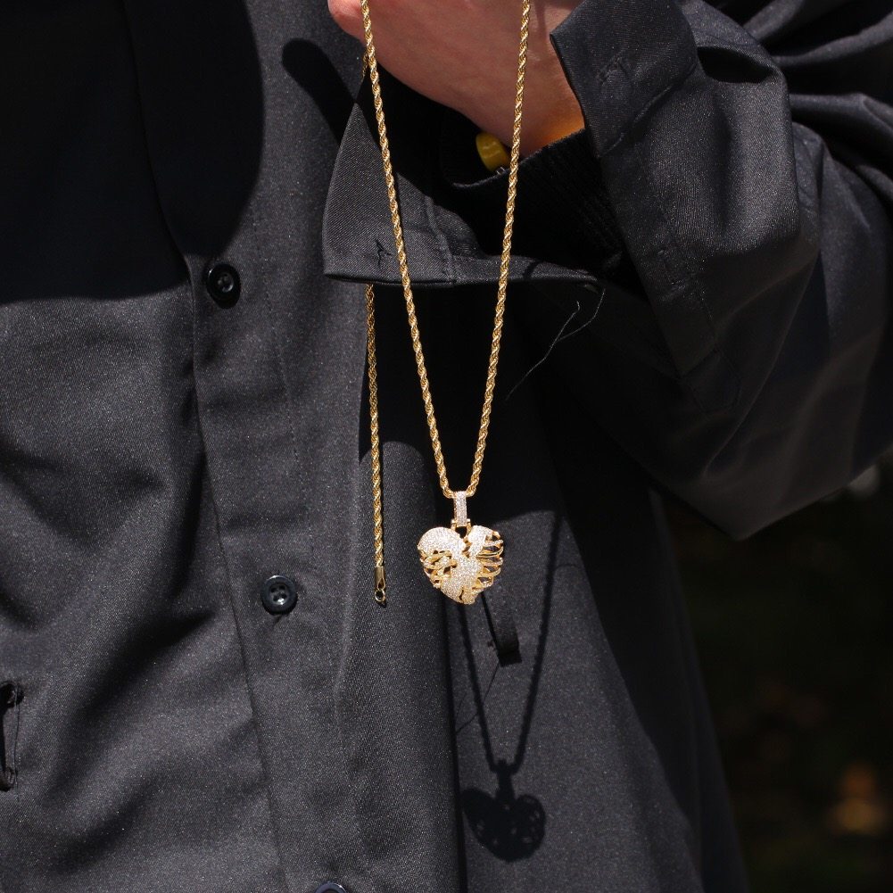 爱心骷髅嘻哈风项链吊坠 asap rocky billie eilish travis scott