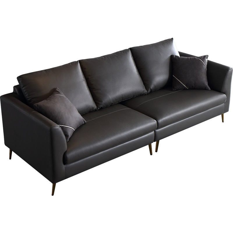 轻奢真皮沙发客厅小户户型直排三人位头层牛皮意式皮艺沙发