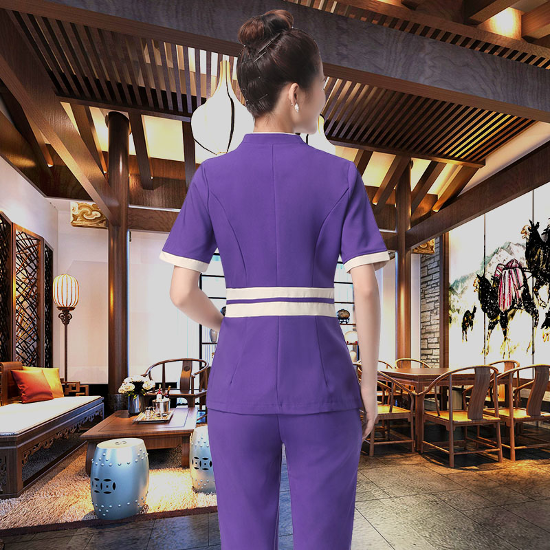 美容院美容师长裤装美发店工作服夏季裤套装足浴技师服女装工制服