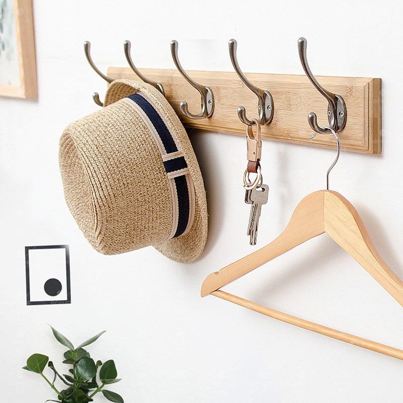 衣服挂钩壁挂卧室墙上门后挂衣架墙面置物架实木勾墙壁打孔挂衣钩