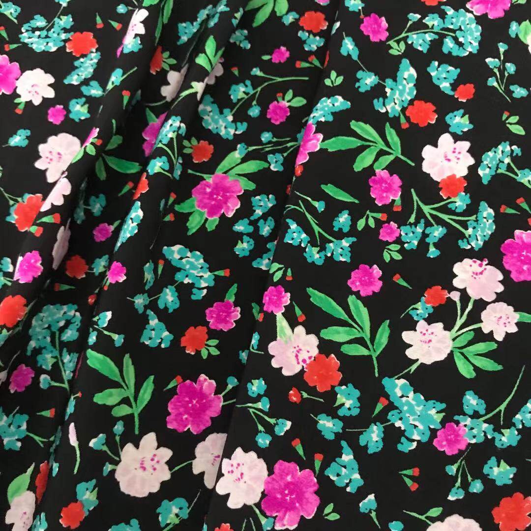 新品真丝丝花双绉面料底小碎花衬衫连衣裙布料海绵垫