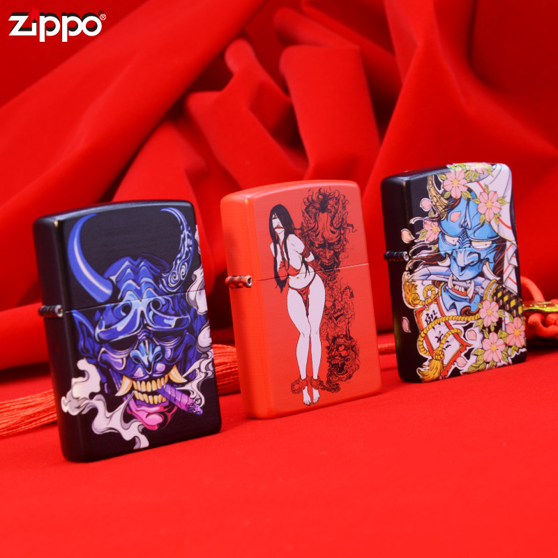 zippo打火机原装正版煤油彩印哑漆般若红女鬼樱花祭创意限量送礼