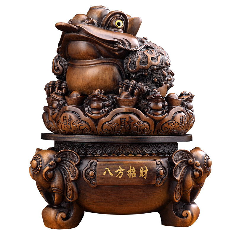 八方招财进宝金蟾摆件大号蟾蜍旋转金蝉收银吧台摆件