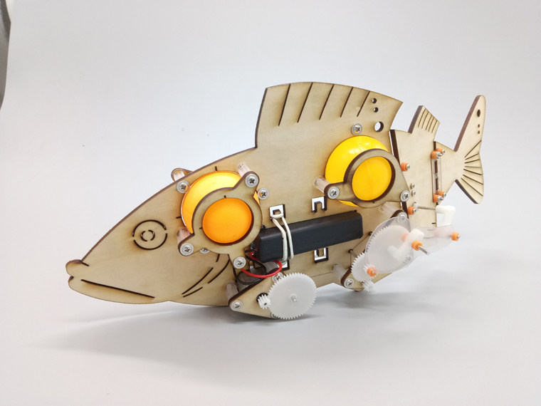 机械原理电动仿生鱼科科技制作发明设计齿轮气动机械组装玩具