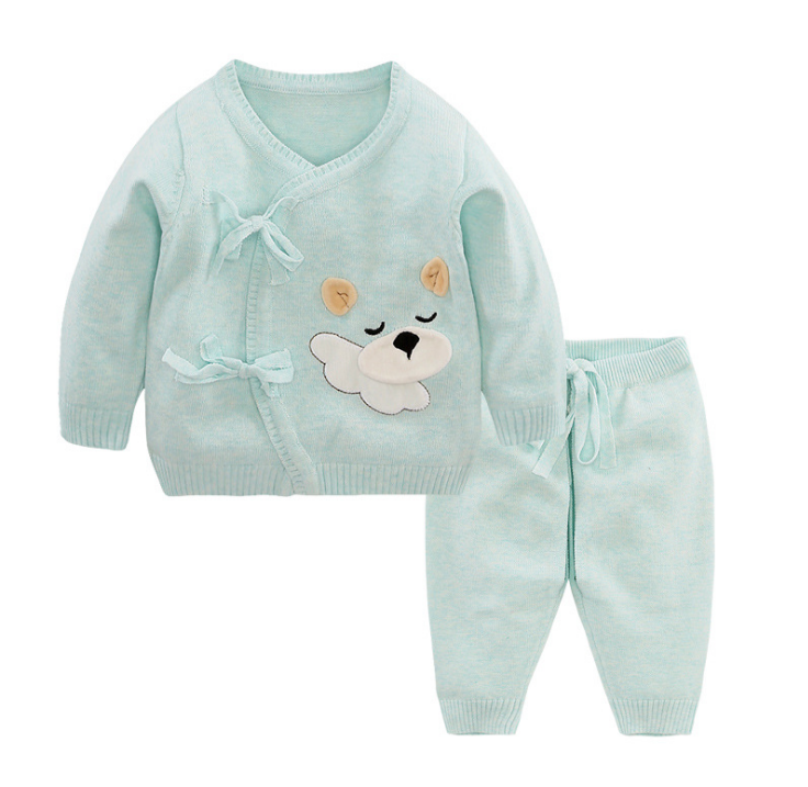 宝宝线衫新生儿纯棉036个月婴儿针织衫系带开衫毛衣毛衣