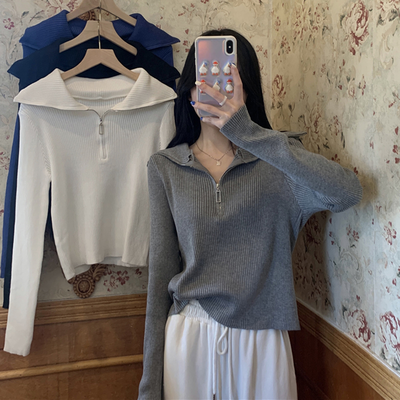 2022新款女春季设计感小众上衣慵懒风穿搭长袖针织衫爆款外套薄款