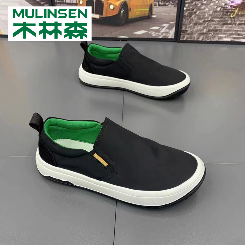 木林森帆布男鞋2022年新款夏季透气薄款老北京布鞋一脚蹬休闲潮鞋