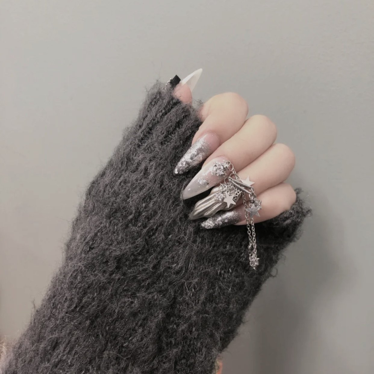 美甲jiajianail手工指甲网红暗黑尖形链条光疗美甲工具