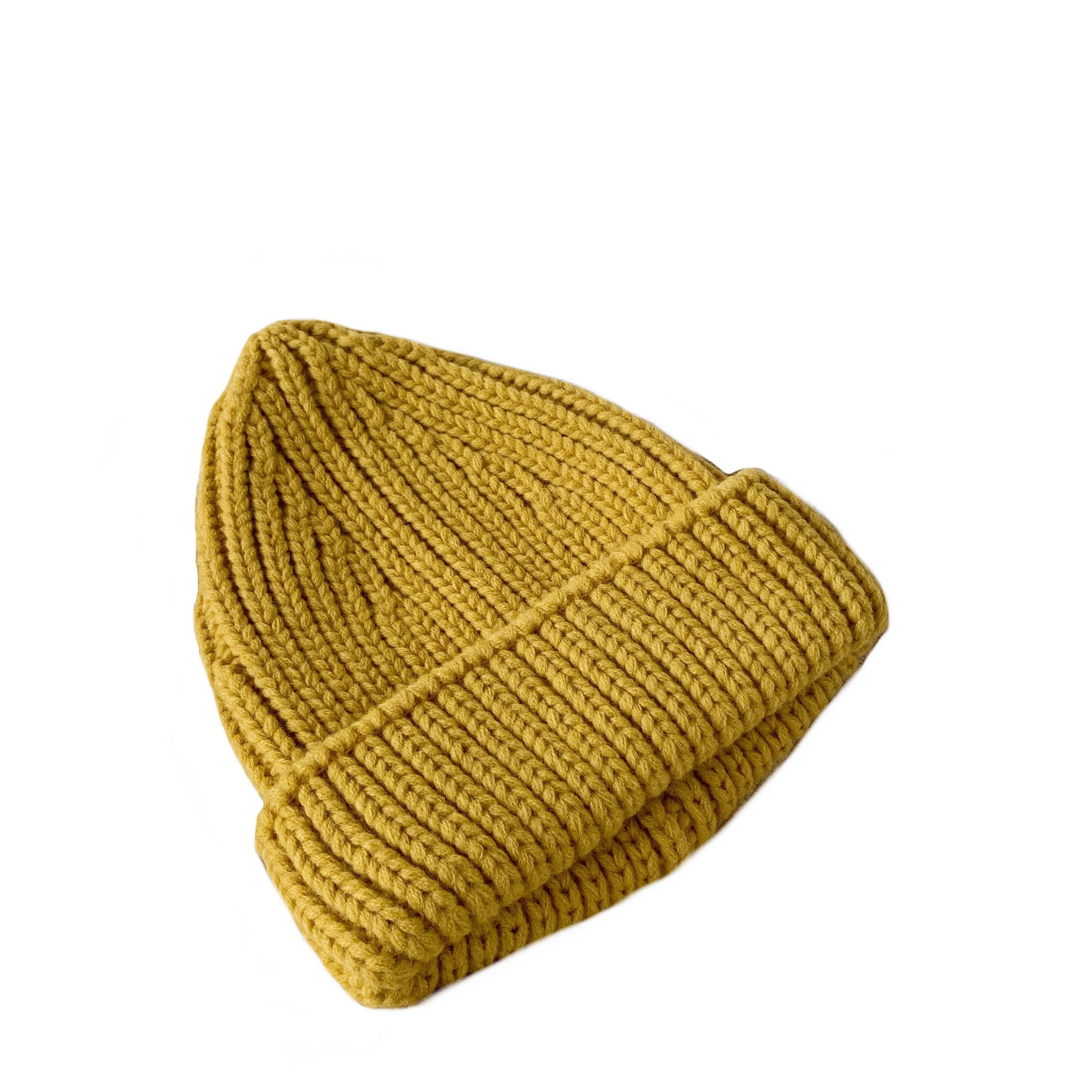 姚叔叔保暖帽子毛线宽边显脸编织粗棒针厚实圆脸帽子