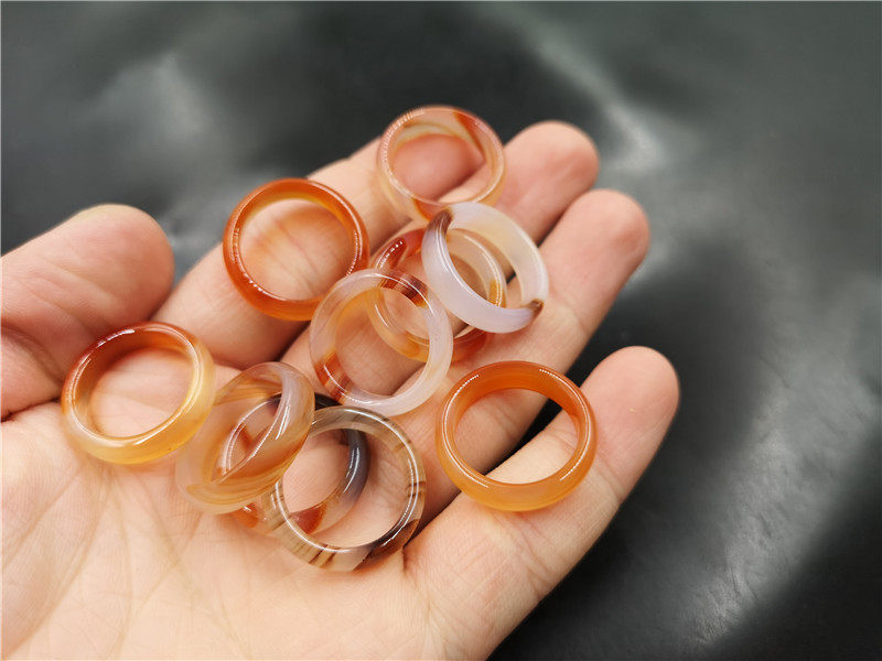 华夏美玉女款小号玛瑙戒指黄色玉髓戒圈指环手饰