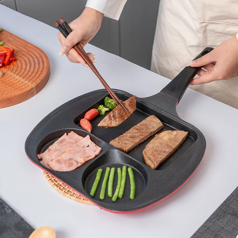 吉吉厨具进口严选早餐煎锅韩国陶瓷燃气三合一煎锅