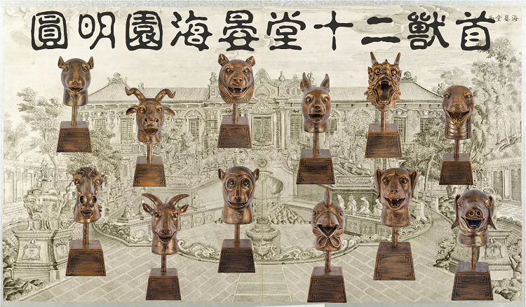 中号虎兔头像动物龙动物鼠牛圆明园铜像古铜仿古装饰摆件