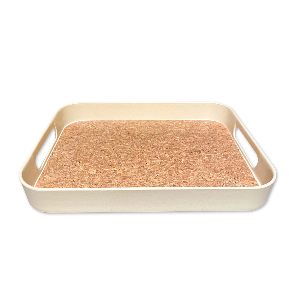 爱家居优选北欧欧素雅软木木竹纤维长方形托盘家用茶盘