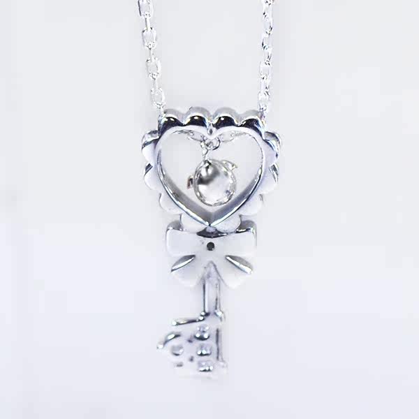 日系天使之卵项链礼物女友老婆银质心形钥匙吊坠项链