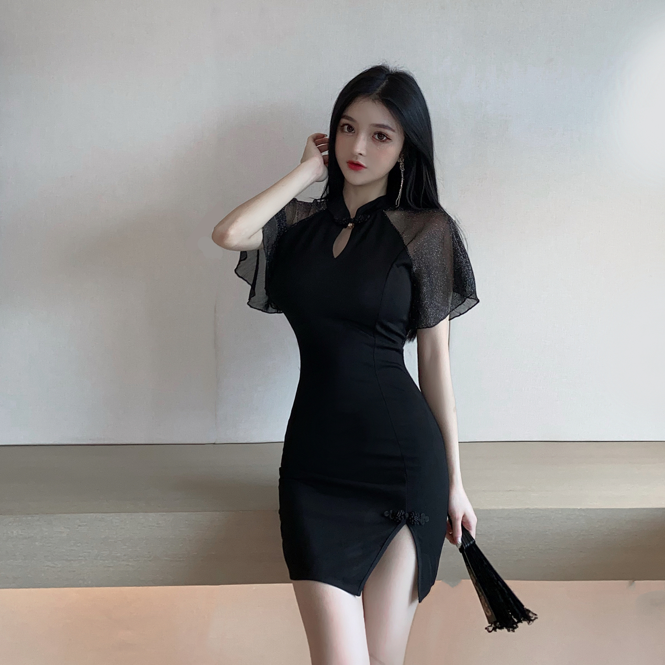 夜场连衣裙连衣款包年轻少女改良上班旗袍镂空连衣裙