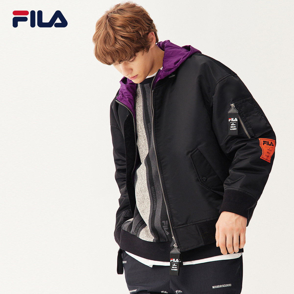 外套filamihara斐乐男士运动2021春季新款连帽运动茄克