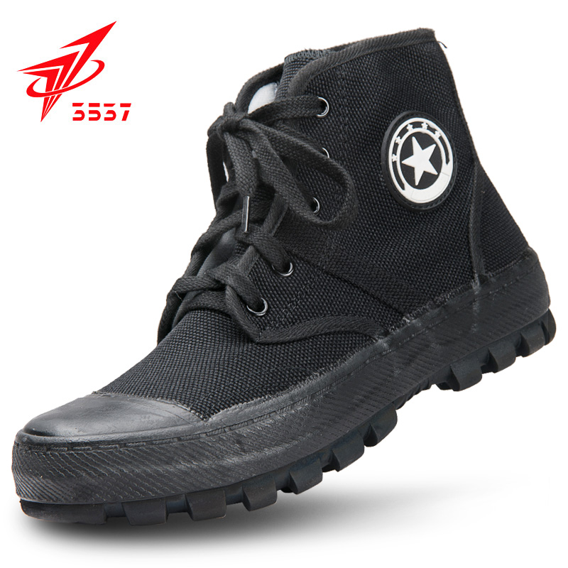 3537正品解放鞋男高帮作训鞋黑色训练鞋耐磨工地胶鞋劳保帆布鞋夏