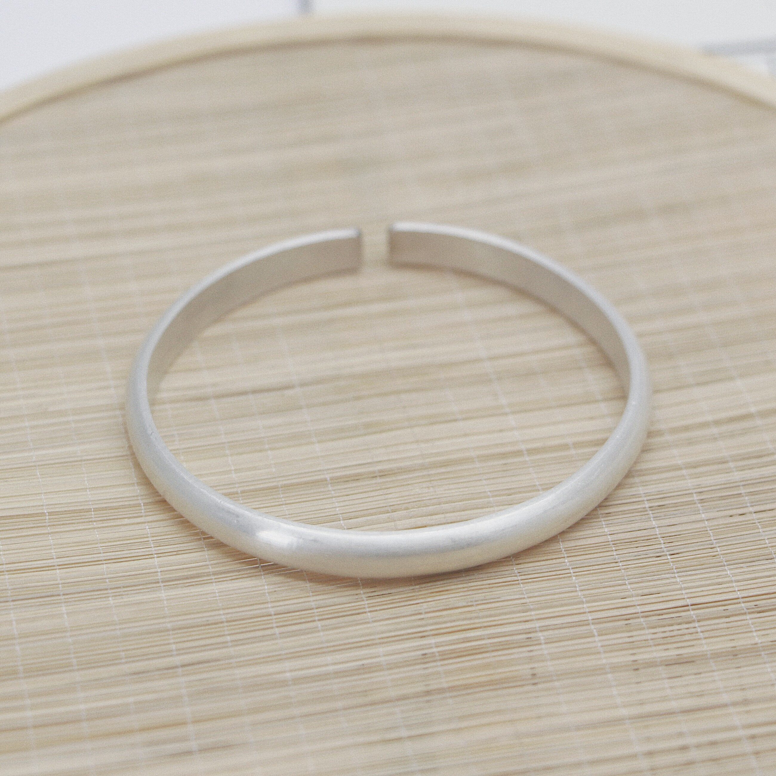 小满奶奶原创细银手镯复古文艺古法简约哑光手镯