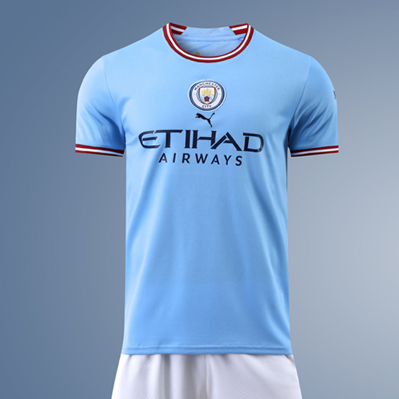 曼城新款足球服阿圭罗德布劳内热苏斯哈兰德球衣队服套装定制