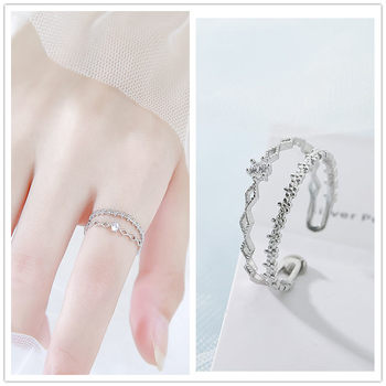 S925 sterling silver rings women's niche design simple light luxury cold style open index finger ring fashion personality ສົ່ງຟຣີ