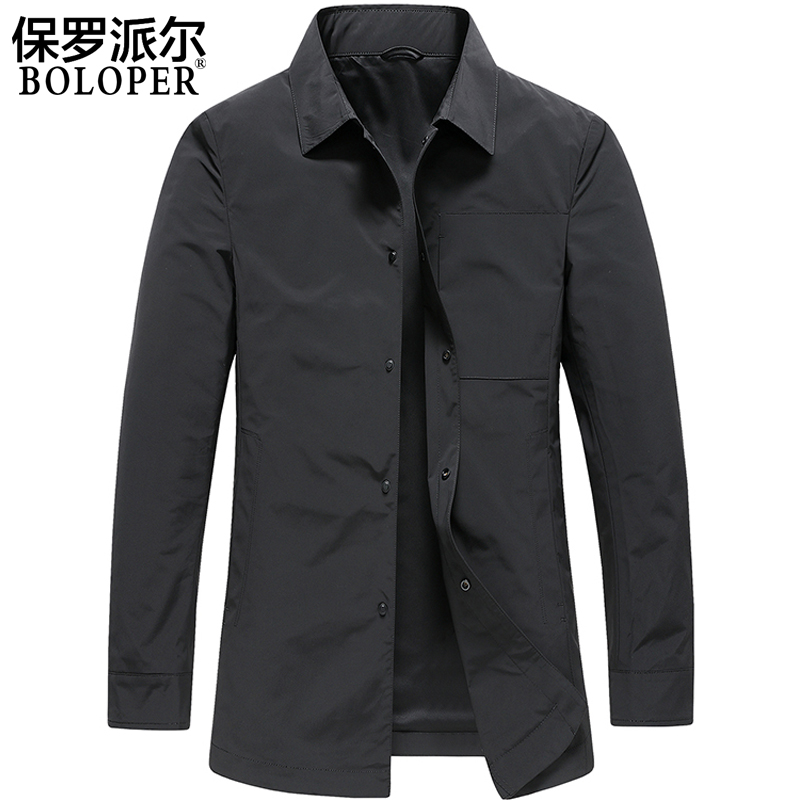 2022春季新款男士风衣商务翻领修身薄款休闲风衣男中长款外套男装
