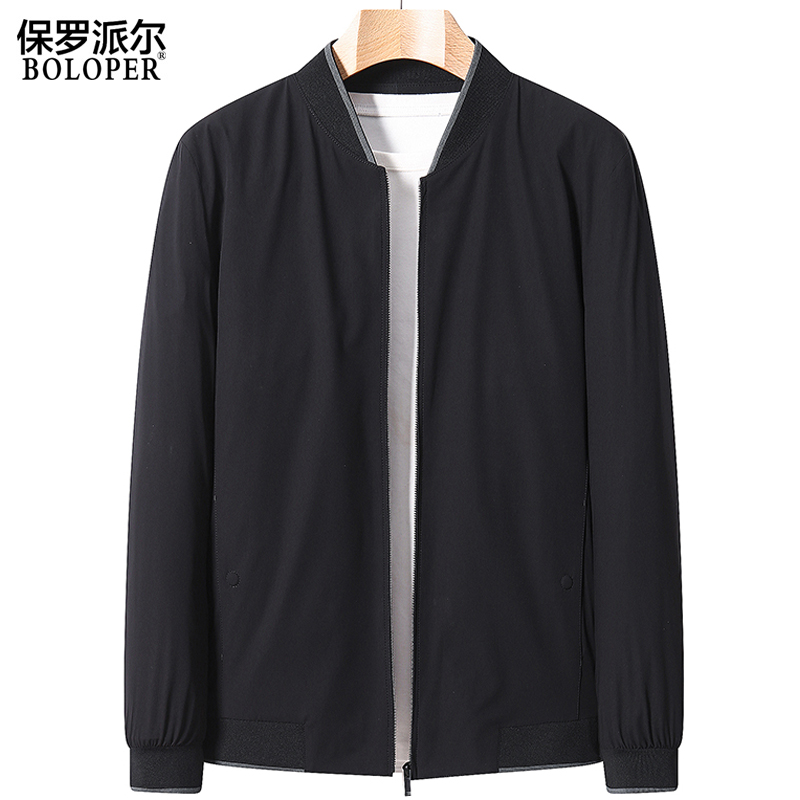 保罗男装2022春秋新款夹克男棒球领青年短款商务薄款男士休闲外套