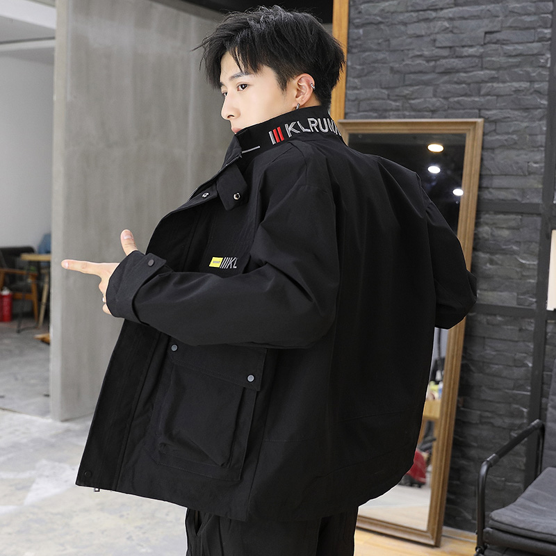 男士外套春秋冬季2021新款潮流ins加绒加厚休闲痞帅衣服工装夹克