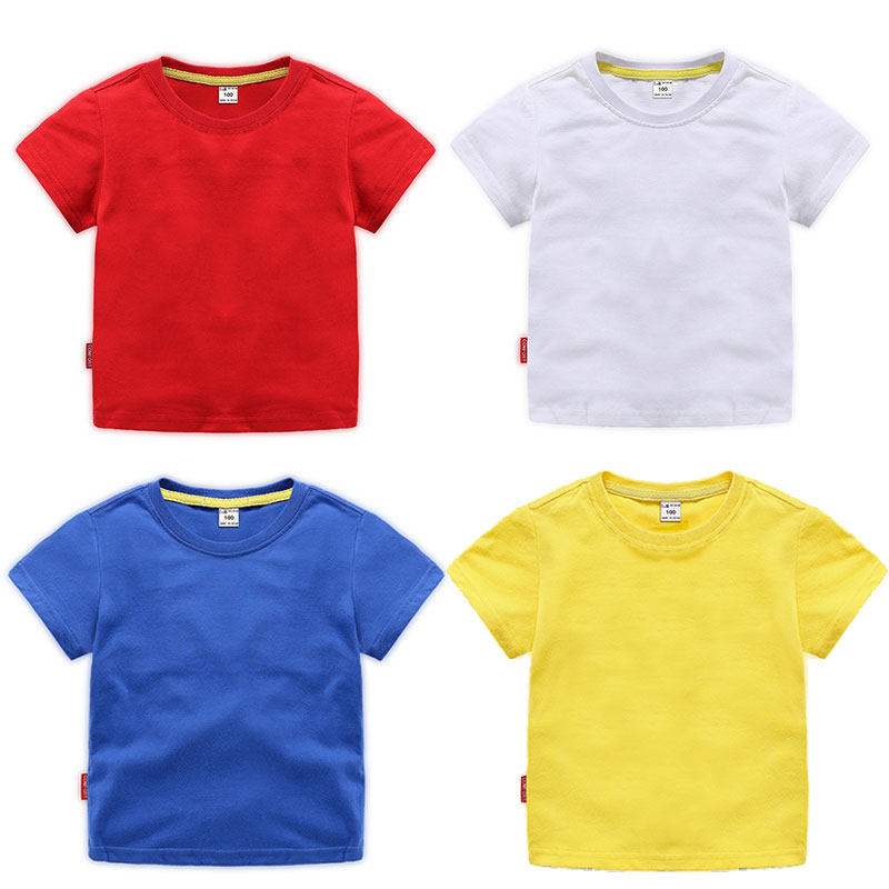 男童幼儿园丅恤宝宝天女夏天女白色纯色黑体儿童t恤