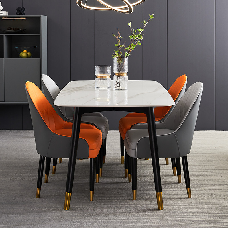 高端轻奢岩板餐桌椅组合现代简约2021新款小户型家用大理石实木桌