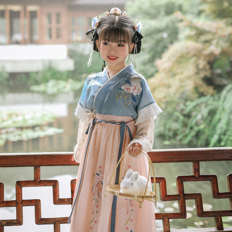 女童秋季汉服儿童唐装宋制古装中国国风超仙唐装