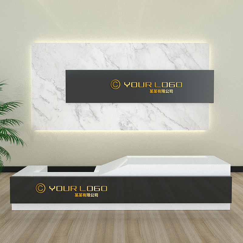 仿大理石前台背景墙面装饰uv板微晶石瓷砖公司企业形象复式壁画