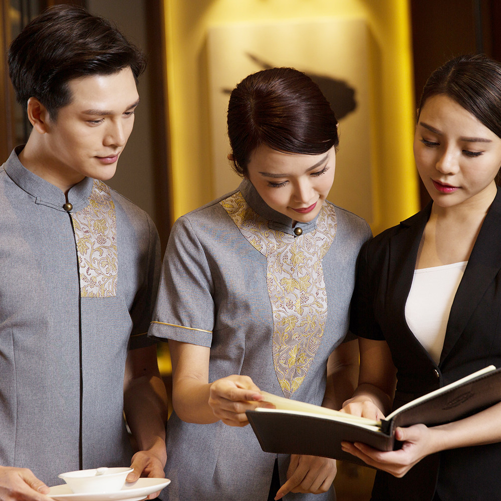 衣研堂酒店服务员工作服夏装女中式餐饮餐厅饭店会所保洁客房短袖