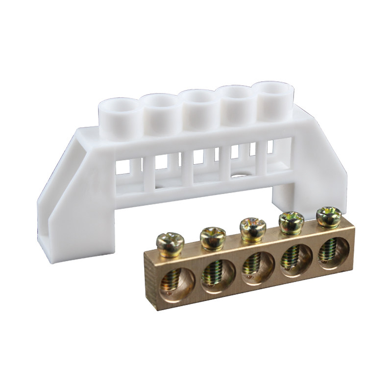 零线桥式接线零排端子5位铜排接线端子排带绝缘接线端子