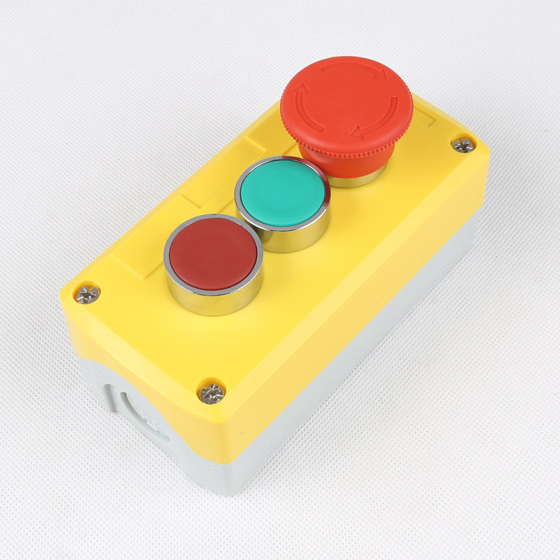 三位按钮盒 xb2启动停止急停按钮开关 三孔 be101c be102c_爱酷商城(i