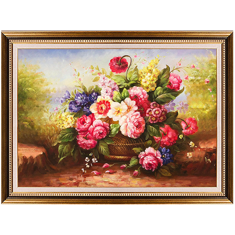 正品欧式美纯手绘油画客厅装饰画古典花卉餐厅玄关挂画壁画有框画