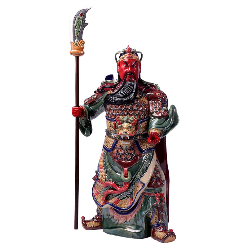 关公石湾神像文武武财神红脸公关二爷关羽佛像摆件